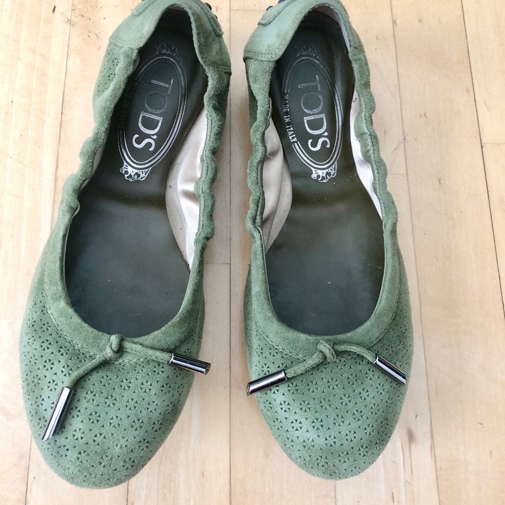 TODs suede ballerina flats